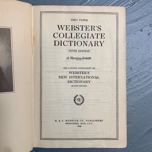 COPY - Vintage Websters Collegiate Dictionary Book Ephemera Paper Farmhouse Dec… - Picture 4 of 10